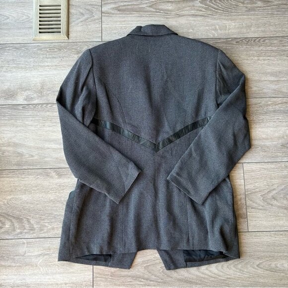 Vintage Jackie K. Wool Blend Leather Trim Blazer Made in Canada - Picture 13 of 15
